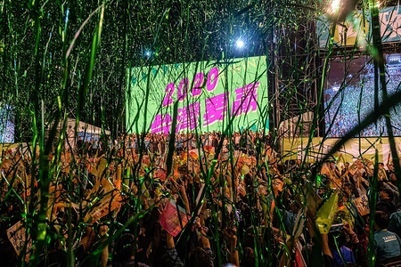 Tens of thousands of supporters for the current Taiwanese president and presidential candidate Tsai Ing-wen gathered in central Tapei for the final election rally the night before election date.
