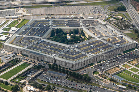 The Pentagon is seen from above in Arlington. Twenty-four years ago on September 11, 2001, the Pentagon, headquarter for the U.S. Department of Defense, was struck by American Airlines flight 77 in a coordinated attack by Al-Qaeda that also destroyed the World Trade Center towers in New York. Sixty-four passengers and 125 people inside the Pentagon were killed in the attack.