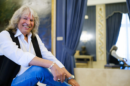 The singer Jose Merce, poses during the portrait session at the royal theater in Madrid.