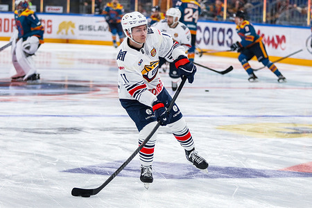 Nikita Mikhailis (11) of Metallurg Hockey Club seen in action during the Hockey match, Kontinental Hockey League 2025/2026 between Shanghai Dragons China and Metallurg Magnitogorsk at the SKA Arena. (Final score; Shanghai Dragons 3:7 Metallurg Magnitogorsk).
