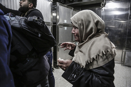 Family members to the deceased seen mourning at morgue.
The family of Hamza shtewy, 15 who was killed during clashes with Israeli forces near the Erez border crossing with Israel seen at the morgue in the hospital in Beit Lahia to confirm the identity of the body.