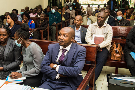 Lawyer Bernard Kipkoech Ngetich is seen in court during the Mau Forest eviction case hearing at Nakuru Environment and Land Court. To conserve Mau Forest, the government of Kenya had forcefully evicted more than 50,000 people who reside in the forest land. In the ongoing court hearing, witnesses said they possessed legal land titles issued by the government. In 2017, The Ogiek, an indigenous minority forest dwelling community, won a landmark case at The African Court on Human and People's Rights based in Arusha, Tanzania. In this case, the Government of Kenya had violated the community's rights by evicting them from their ancestral land in the Mau Forest. They are seeking implementation of the Arusha judgment.