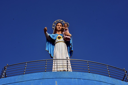 Our Lady of Good Health also known as Our Lady of Valankanni at Bhatebandar Mata Velankanni Church at The Virgin beach of Uttan a coastal town in Thane district, Maharashtra.