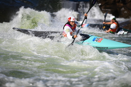 Noemie Fox of Australia seen in action during Women's team finals of 2025 World ICF Slalom Championship.