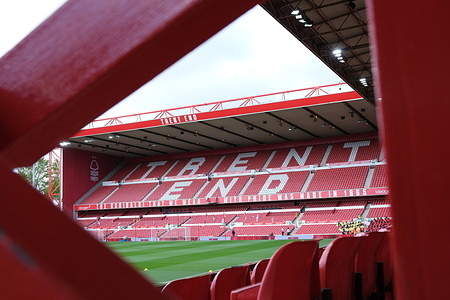 The Trent End seen prior to kick off during the Premier league football match between Nottingham Forest and Aston Villa at City Ground. Final score; Nottingham Forest 1 : 1 Aston Villa.
