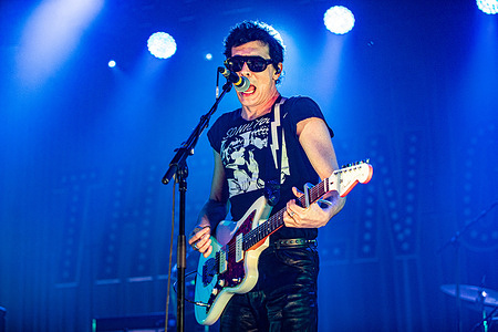 Andrea Appino, guitarist and frontman of The Zen Circus, performs on stage at the Estragon Club in support of their latest album Il Male.