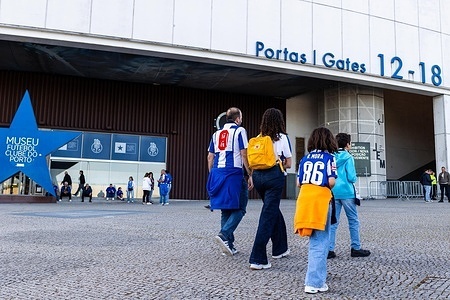 FC Porto fans seen arriving at Estádio do Dragão stadium a head of the match between FC Porto and Sporting CP.