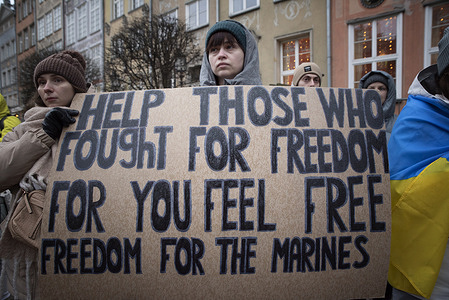 Protesters hold a sign expressing their beliefs during the action in support of Ukraine in Gdansk. A rally in support of Ukraine took place in Gdansk. Over the past few days, Russia has been constantly attacking Ukrainian cities, resulting in the death of people and the destruction of infrastructure. These days have become record days in terms of the number of rockets fired by Russia. The Ukrainians are demanding reinforced military assistance.