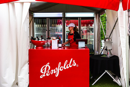 A Penfolds wine booth seen at Kooyong Classic Tennis Tournament's entertainment precinct.