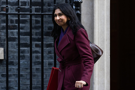 Suella Braverman leaves a cabinet meeting in Downing Street, London prior to the Spring Budget.