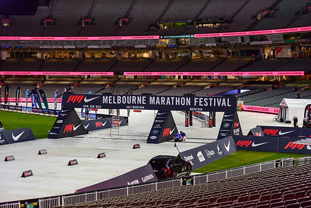 Finishing line at MCG stadium is seen during Melbourne Marathon Festival 2025. The Melbourne Marathon Festival 2025 took place on October 12, with runners starting on Batman Avenue and finishing inside the Melbourne Cricket Ground (MCG). The event featured multiple races, including the full and half marathons, along with shorter runs and walks. Major races were sold out, while many participants joined the 5km Run, 2.5km Walk, and the Bupa Healthy Cities Mini Marathon, as spectators filled the MCG to cheer the finishers.