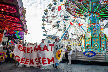 Protesters seen with a banner with inscriptions, expressing their opinion during the demonstration. This week marks ten years since the tragedy of Lampedusa, where more than 350 migrants died in a boat carrying migrants from Libya to Italy. People gathered in the city center to ask for a humane reception, stop Frontex (The European Border and Coast Guard Agency), and treat migrants with fair human right. This protest is an initiative to 'Stop Racism Platform' organizations.