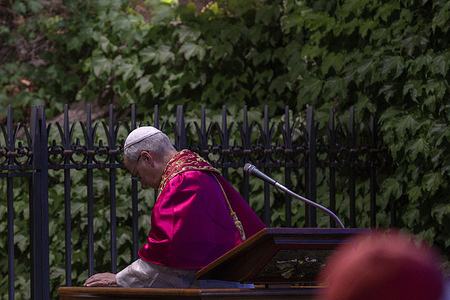 Pope Leo XIV leaves at the end of the Marian celebration for the end of the month of May, at the Lourdes Grotto in the Vatican gardens.