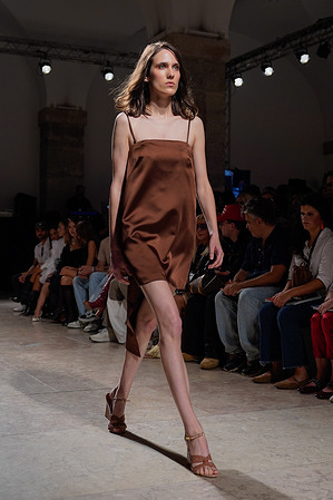 A model walks the runway during Luis Onofre fashion show at ModaLisboa Base, Lisbon Fashion Week in Lisboa.
