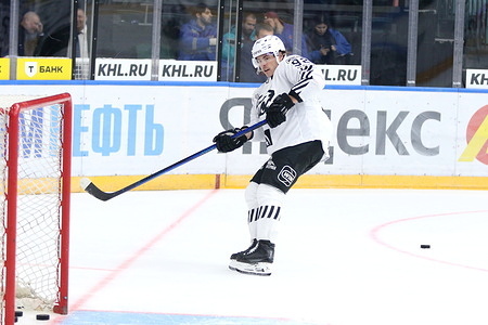 Pierrick Dube (92) of Traktor Hockey Club seen in action during the Hockey match, Kontinental Hockey League 2025/2026 between SKA Saint Petersburg and Traktor Chelyabinsk at the Ice Sports Palace. Final score; SKA Saint Petersburg 5:2 Traktor Chelyabinsk.
