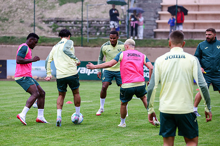 Hellas Verona players seen at the first training session during their training camp in Folgaria.