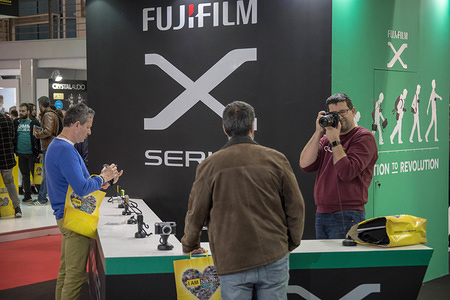 Men are seen looking at the Fujifilm new technologies during the festival.
Image +Tech & Photo vision 2019 is a big festival with large corporate delegations, many exhibitions, stores and workshops about photography and video was held In the place of Helexpo Marousi in Athens, Greece.