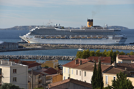 Costa Fortuna cruise ship arrives in the French Mediterranean port of Marseille.