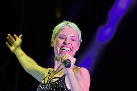 Soraya American singer-songwriter and guitarist performs during the concert of the Mado Pride festival in the Plaza de España.