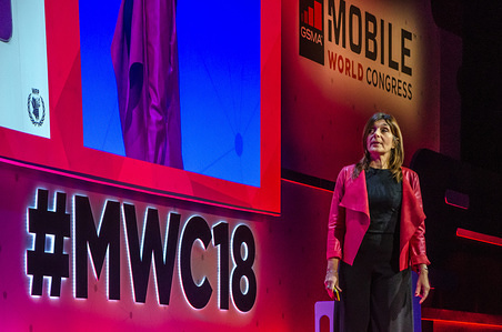 Enrica Porcari, World Food Programme Officer and Director of IT, World Food Programme and Chair, Emergency Telecommunications Cluster on stage. The Mobile World Congress held in Barcelona, Spain, since 2006 and will be held until the year 2023. It is an annual conference around the world of mobile communication. Congress exhibited technologies such as Virtual reality, augmented reality, artificial intelligence, robotics, Drones, Hardware, Software and Robocar
