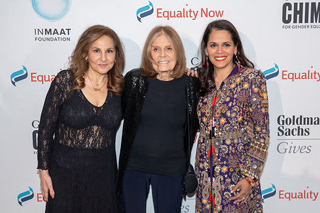 (L-R) Kathy Najimy, Gloria Steinem and Mona Sinha attend as Equality Now Hosts "Make Equality Reality" Gala at Guastavino's in New York City.