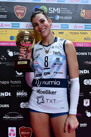 Alessia Orro of Vero Volley Milano is the MVP of the day 15 of Serie A1 Tigotà match between SMI Roma Volley vs Numia Vero Volley Milano at the Palazzetto dello Sport. Final score; MI Roma Volley 0-3 Numia Vero Volley