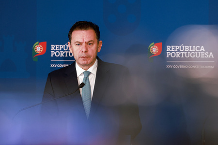 Prime Minister of Portugal Luís Montenegro, attends during the meeting at Casa do Roseiral in the Crystal Palace Gardens to discuss ways to improve security and address housing and traffic issues in both cities.