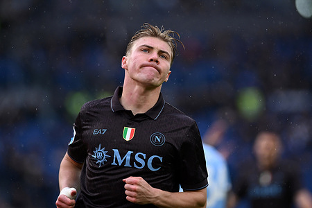 Rasmus Hojlund of Napoli during the Serie A match between Lazio and Napoli at Stadio Olimpico Lazio 0 - 2 Napoli