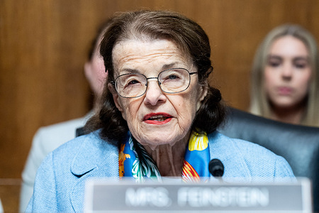 U.S. Senator Dianne Feinstein (D-CA) speaking at a hearing of the Senate Judiciary Committee at the U.S. Capitol.