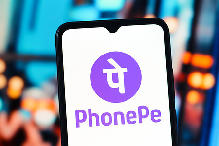 In this photo illustration, the PhonePe (Phone Pe) logo is seen displayed on a smartphone screen.