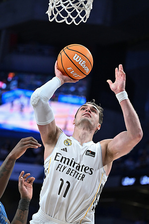 Mario Hezonja of Real Madrid seen in action during Liga ACB match Real Madrid and San Pablo Burgos at Movistar Arena. Final score Real Madrid 90 : 80 San Pablo Burgos
