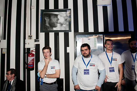 Young people are seen during Eric Zemmour's meeting at Sud, that gathered more than 1000 people.
He delivered a speech focused on education (in homage to the murdered teacher Samuel Paty) and relations with Algeria (on the occasion of the commemoration of October 17th 1961, when Paris police massacred Algerian independence protesters).