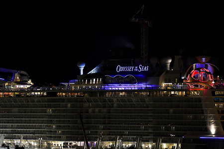 The Odyssey of the Seas is docked in the French Mediterranean port of Marseille for maintenance and repairs.