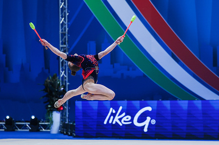 Stiliana Nikolova (BUL) seen during Rhythmic Gymnastics FIG World Cup Finals 2026 Milano at Unipol Forum in Milan.