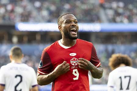 Canada’s Cyle Larin #9 celebrates after his team defeated the United States during the CONCACAF Nations League Third Place Match at Sofi Stadium. 2025 CONCACAF Nations League: Canada 2:1 United States