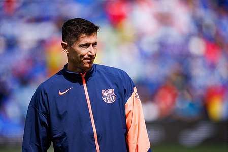 Robert Lewandowski (FC Barcelona) seen in action during LaLiga EA SPORTS game between teams of Getafe CF and FC Barcelona