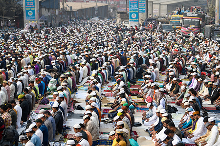 Thousands of Muslims offer Friday prayers in congregation grounds and roads as they take part in Biswa Ijtema, the second largest religious gathering of Muslims in the world, in Tongi 20 kms from Dhaka.