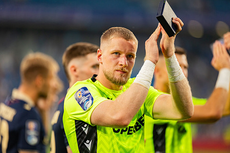 Bartosz Mrozek of Lech applauds during the Polish Super Cup 2026 ceremony after the match between Lech Poznan and Gornik Zabrze at Enea Stadium Poznan. Final score; Lech Poznan 3:1 Gornik Zabrze.
