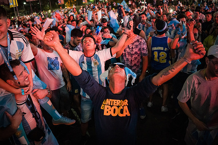 Fans of the Argentine national team gather at various points in the city of Buenos Aires to show support for the team, before the Qatar 2022 FIFA World Cup final against the France national football team.