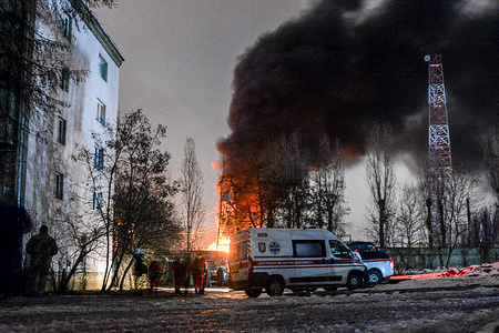 A critical power infrastructure object burns after a Russian drone attack near a residential building in Kyiv. As a result of the night attack by drones in the Kyiv region, infrastructure facilities and private houses were damaged - the head of the Kyiv military administration said.