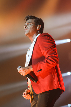 Silvestre Dangond performs during the concert of the Movistar Arena at the Plaza de España in Madrid.