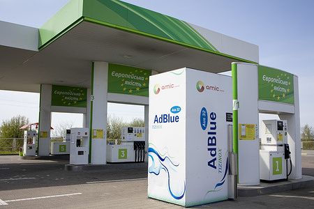 An empty gas station as it has run out of supply of fuels. Fuel crisis has escalated inside Ukraine as the Russian force continues to attack oil depots and processing plants in Ukraine.