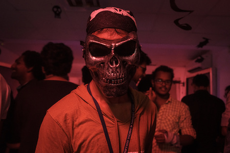 A College student dressed up like a ghost to scare others takes part during the Halloween festival celebration.
Halloween is a holiday celebrated each year on October 31, and Halloween 2019 occurs on Thursday, October 31. This day marked the end of summer and the harvest and the beginning of the dark, cold winter, a time of year that was often associated with human death. People celebrate on this day by dressing up like ghosts and they scare their near and dear ones. It's a big fun festival now in all school and colleges in India. School and college students do face paintings and special ghost makeups to show their creativity on the festival.