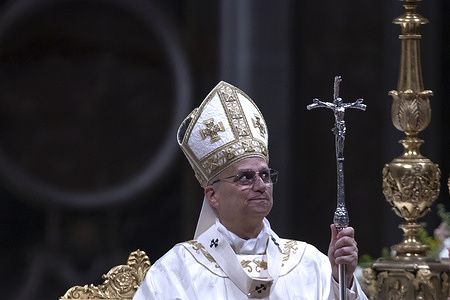 Pope Leo XIV presides over the Easter Vigil Mass in St. Peter's Basilica.