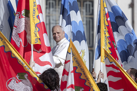 Pope Leo XIV arrives for a Jubilee Audience at St. Peter's square, Vatican.