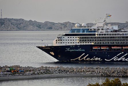 The liner Mein Schiff Herz cruise ship arrives at the French Mediterranean port of Marseille.