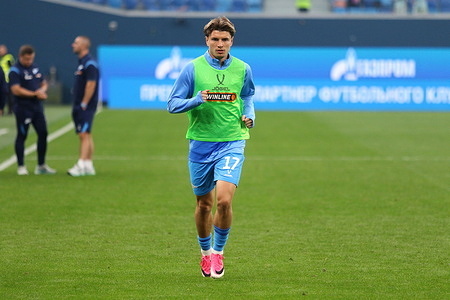 Andrey Mostovoy (17) of Zenit seen during the Russian Premier League football match between Zenit Saint Petersburg and Dynamo Moscow at Gazprom Arena. Final score; Zenit 3:0 Dynamo.