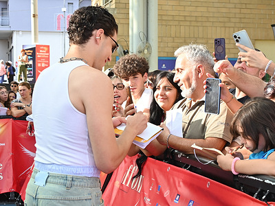 Nicolò Filippucci on the blu carpet during the 2026 Giffoni Film Festival.