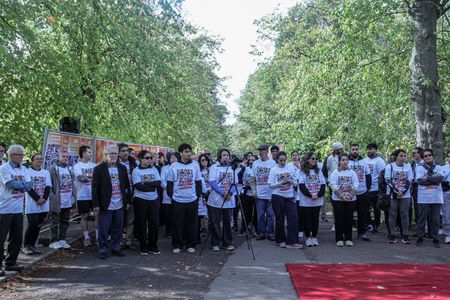 A large crowd of Iranian expatriates, human rights supporters, and community members gathers at Trent Park. Iranian exiles, human rights advocates, and veteran sports figures participated in the "Run for Free Iran" 5K event held at Trent Park in Cockfosters, North London, United Kingdom. Organized on the World Day Against the Death Penalty as part of a synchronized campaign across nine cities in Europe and Australia, the gathering protested against an alarming surge in political executions in Iran.