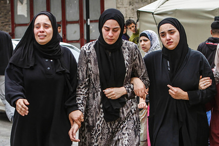 Relatives mourn in the funeral of Amir Abu Khadija, during his funeral in the city of Tulkarm, in the occupied West Bank. Israeli army forces stormed a house in the city of Tulkarm, destroyed it, and assassinated Palestinian, Amir Abu Khadija. It is the first killing so far in the occupied West Bank during Ramadan as the Israeli army claimed it targeted an armed suspect.